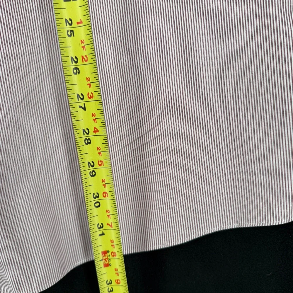Roundtree & Yorke‎ Gold Label Mens 16 33 Non-Iron Pinpoint Stripe Shirt Burgundy